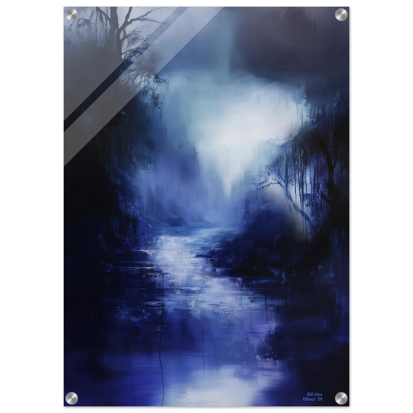 Blå time - moderne digitalt maleri med oljemalingstekstur. Trykkes på papir, lerret og akryl. KBentz.no