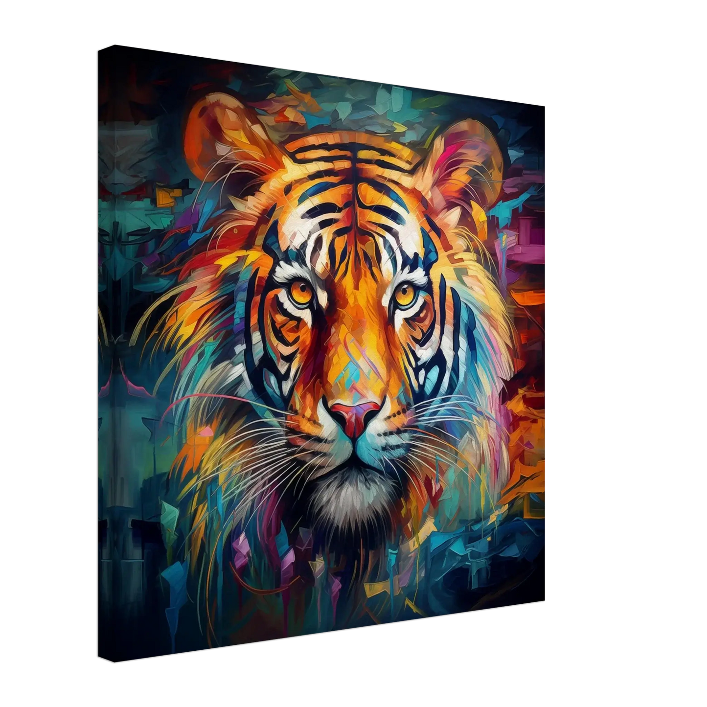 Nattens Tigerblikk – KI digital oljemaling trykket på papir, lerret, aluminium, akryl og tre | KBentz.no