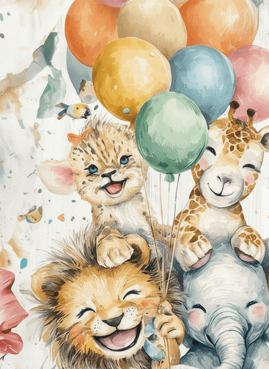 Ballongbukett og Blomster - moderne digitalt maleri med oljemalingstekstur. Trykkes på papir, lerret og akryl. KBentz.no