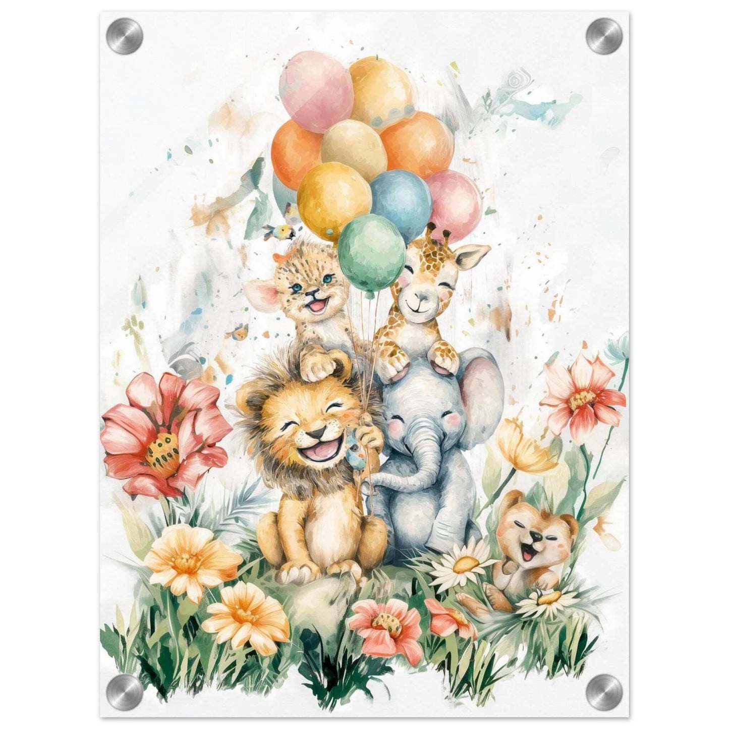 Ballongbukett og Blomster – KI digital oljemaling trykket på papir, lerret, aluminium, akryl og tre | KBentz.no