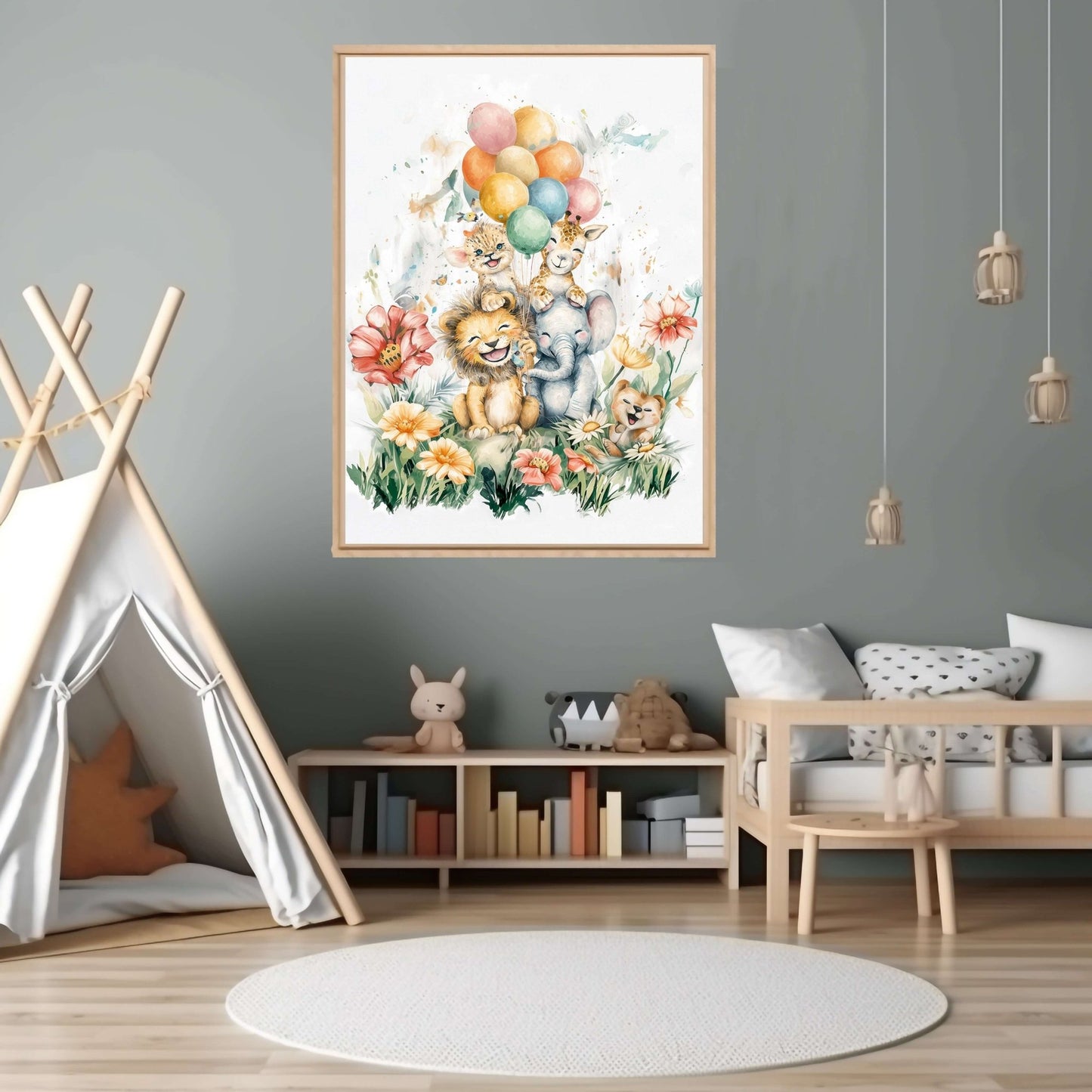 Ballongbukett og Blomster – KI digital oljemaling trykket på papir, lerret, aluminium, akryl og tre | KBentz.no