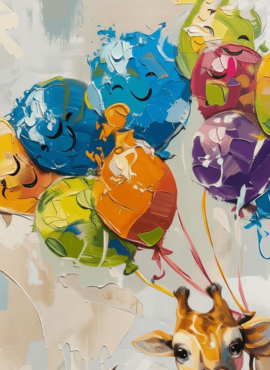 Ballongvenner - moderne digitalt maleri med oljemalingstekstur. Trykkes på papir, lerret og akryl. KBentz.no