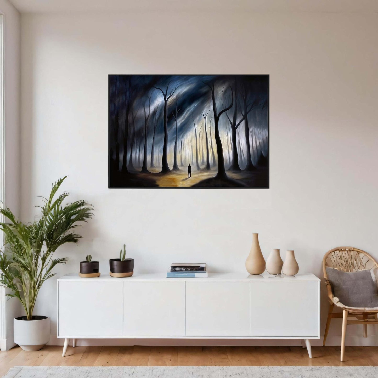 Den tause skogen – KI digital oljemaling trykket på papir, lerret, aluminium, akryl og tre | KBentz.no