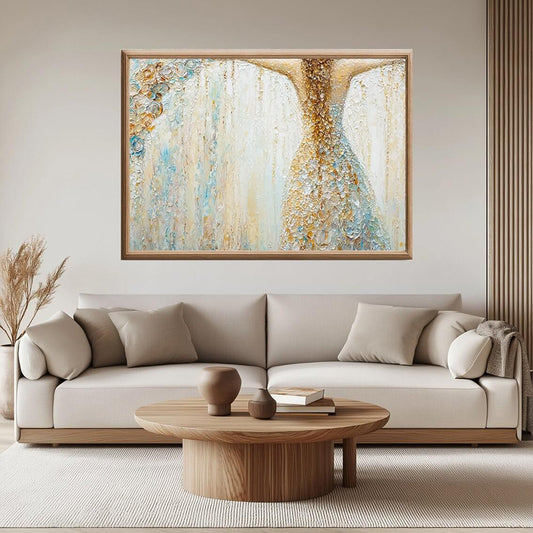 Eleganse i Gull – KI digital oljemaling trykket på papir, lerret, aluminium, akryl og tre | KBentz.no