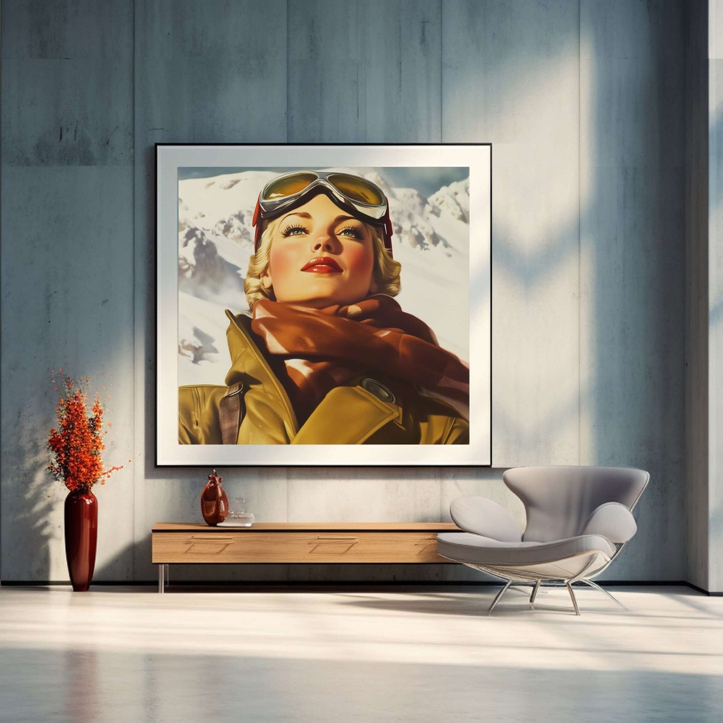 Frost og Eleganse - Hvit – KI digital oljemaling trykket på papir, lerret, aluminium, akryl og tre | KBentz.no