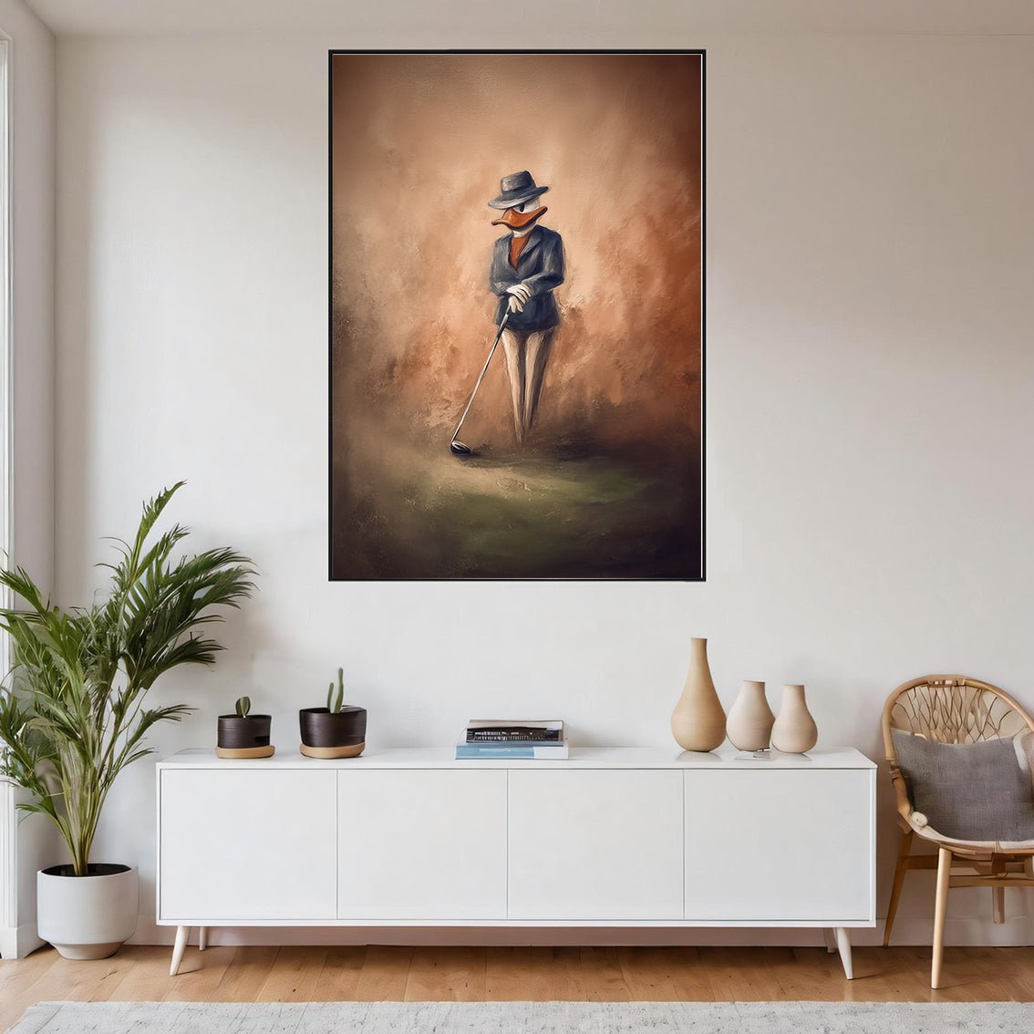 Golfer med stil – KI digital oljemaling trykket på papir, lerret, aluminium, akryl og tre | KBentz.no