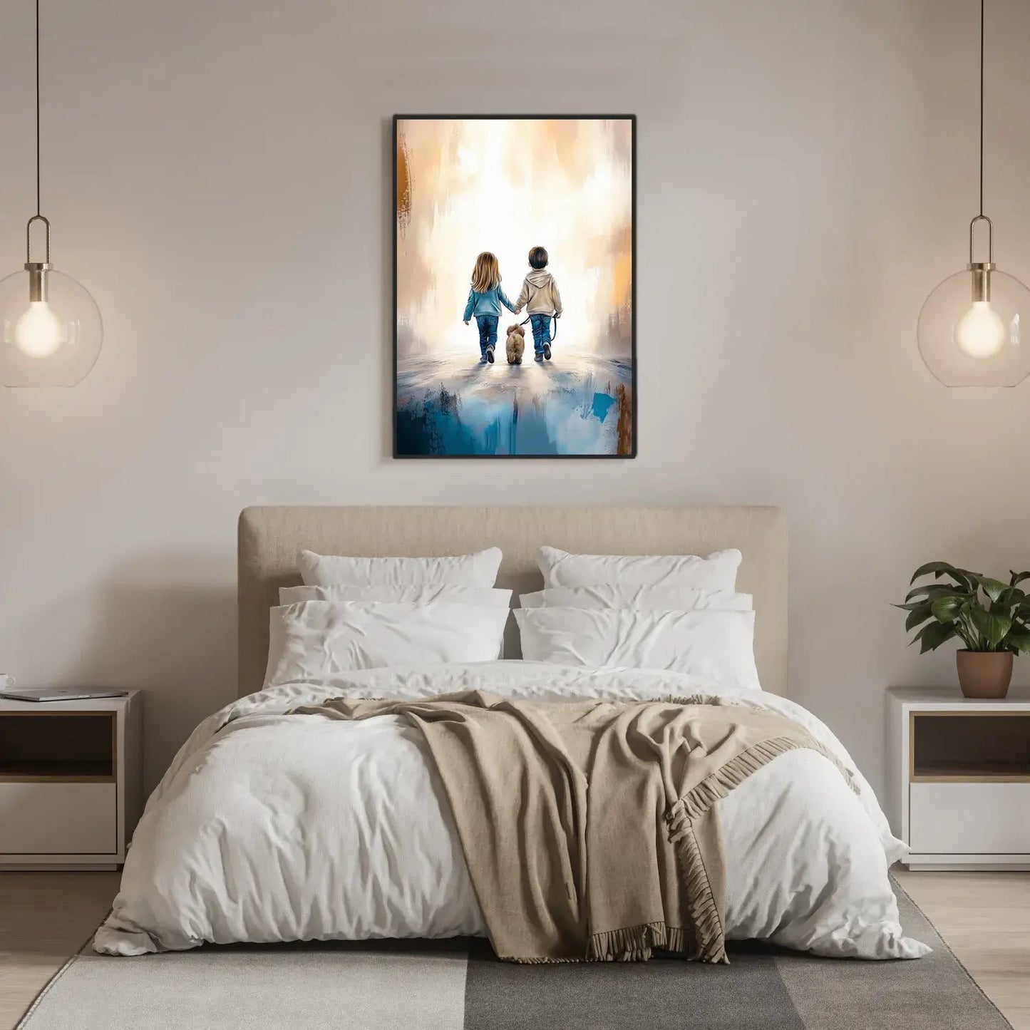 Hånd i Hånd med bånd - Print – KI digital oljemaling trykket på papir, lerret, aluminium, akryl og tre | KBentz.no