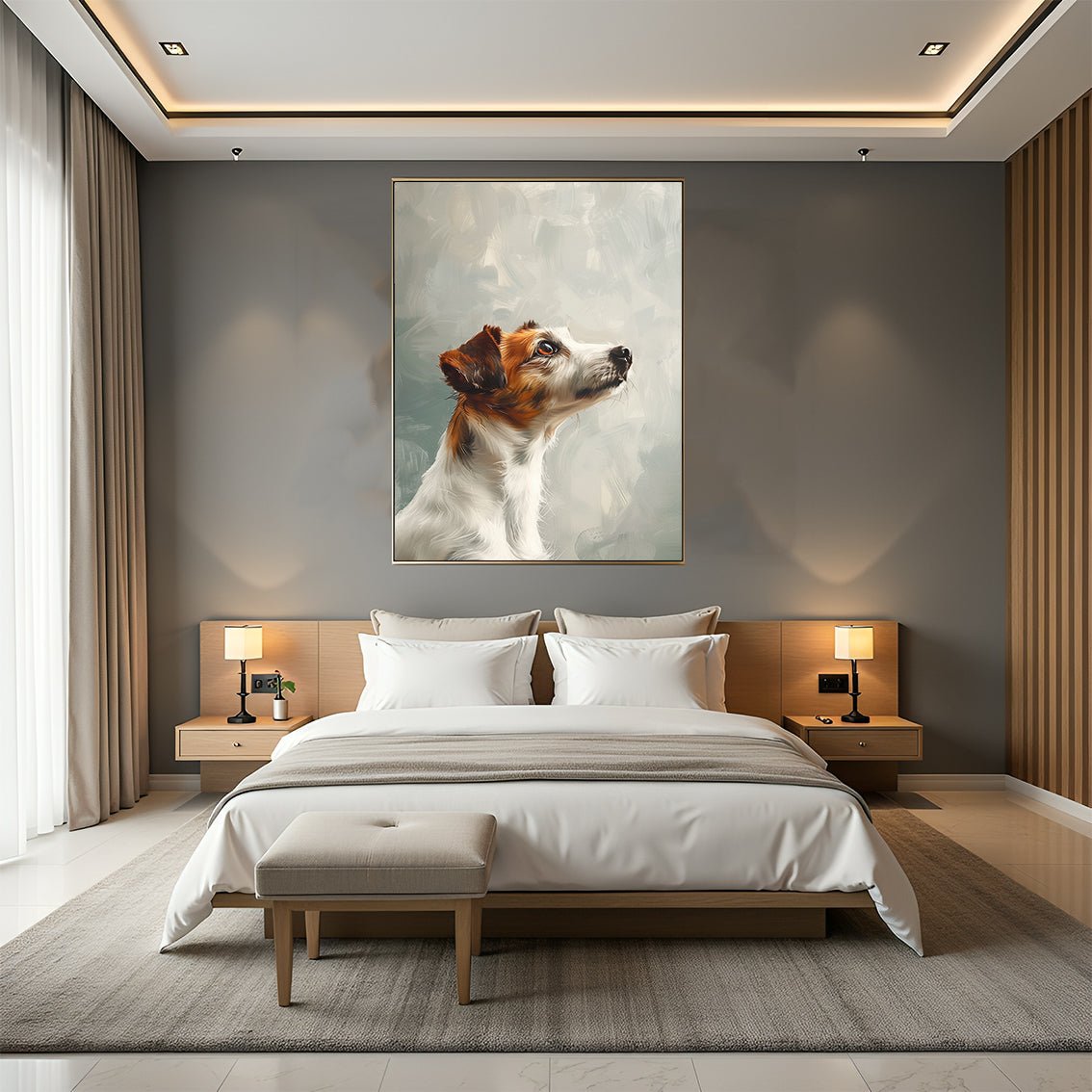 Håpefull hund – KI digital oljemaling trykket på papir, lerret, aluminium, akryl og tre | KBentz.no