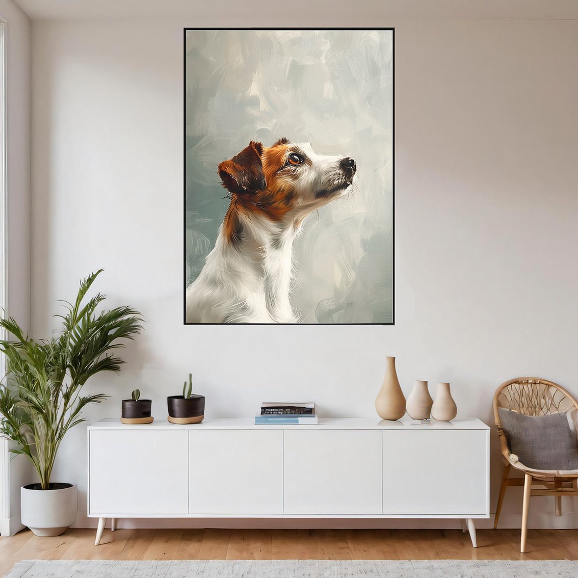 Håpefull hund – KI digital oljemaling trykket på papir, lerret, aluminium, akryl og tre | KBentz.no