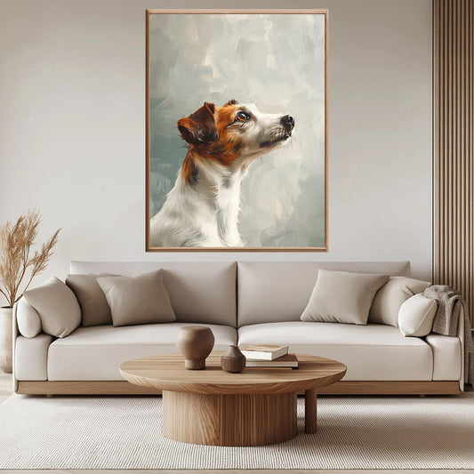 Håpefull hund – KI digital oljemaling trykket på papir, lerret, aluminium, akryl og tre | KBentz.no