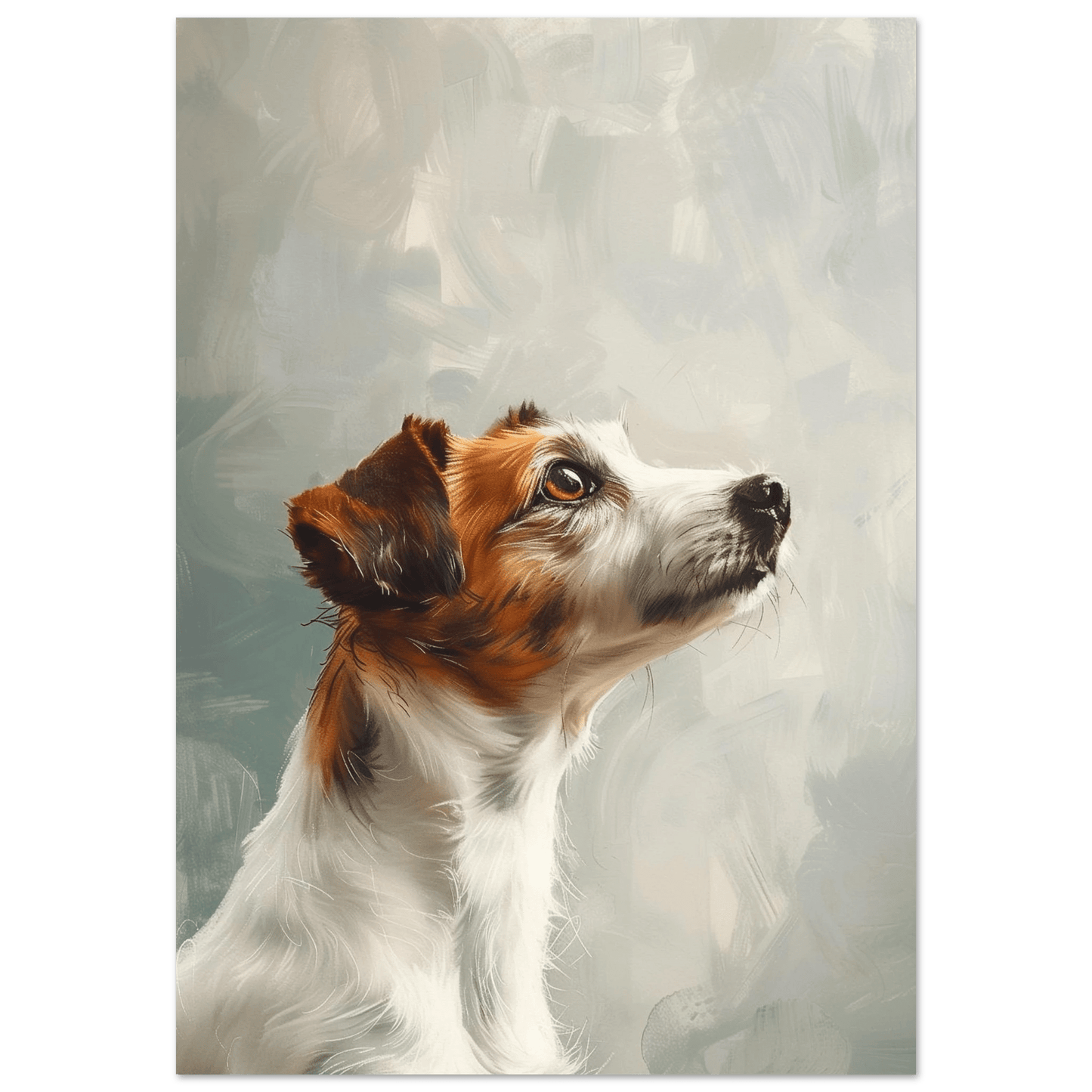 Håpefull hund – KI digital oljemaling trykket på papir, lerret, aluminium, akryl og tre | KBentz.no