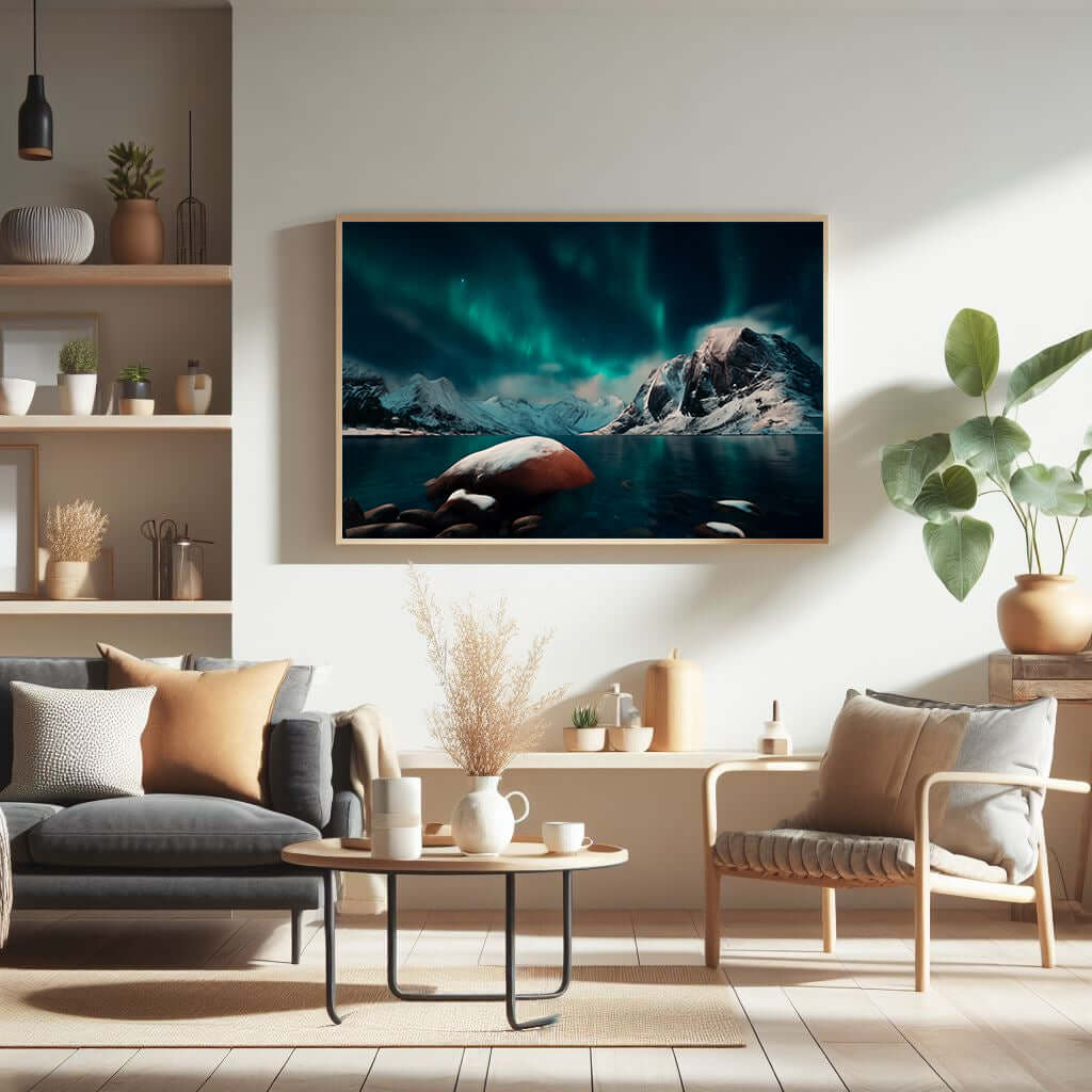 Nordlysets magi – KI digital oljemaling trykket på papir, lerret, aluminium, akryl og tre | KBentz.no