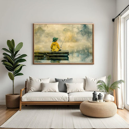Rolig fisketur – KI digital oljemaling trykket på papir, lerret, aluminium, akryl og tre | KBentz.no