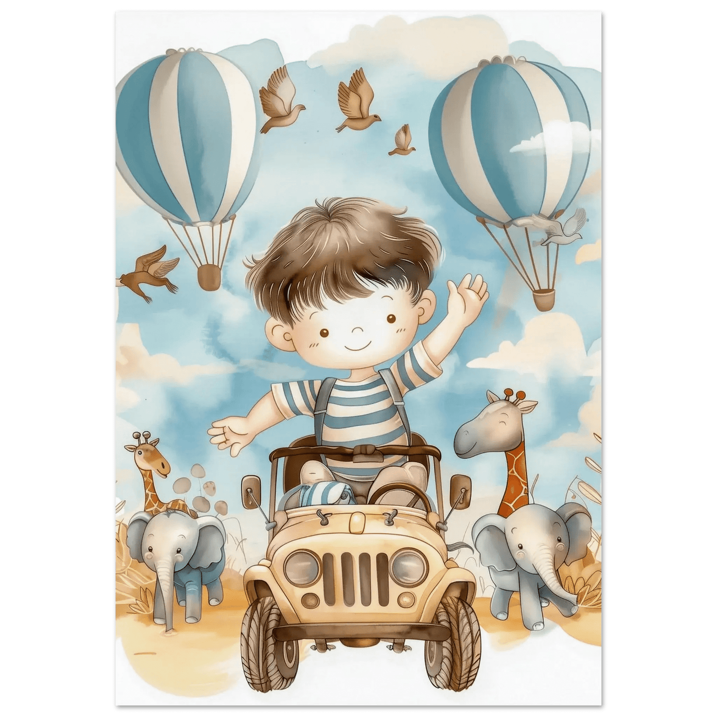 Safari Eventyr – KI digital oljemaling trykket på papir, lerret, aluminium, akryl og tre | KBentz.no