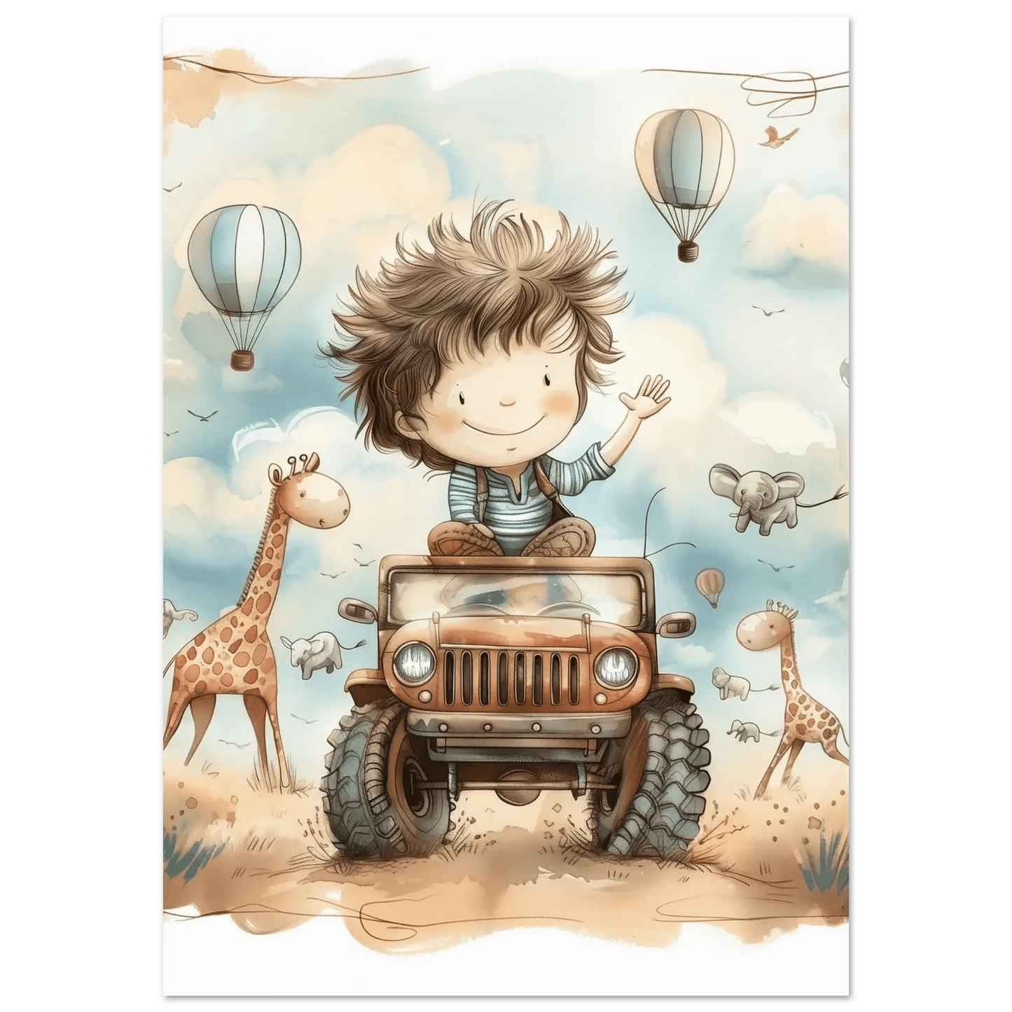 Safaritur – KI digital oljemaling trykket på papir, lerret, aluminium, akryl og tre | KBentz.no