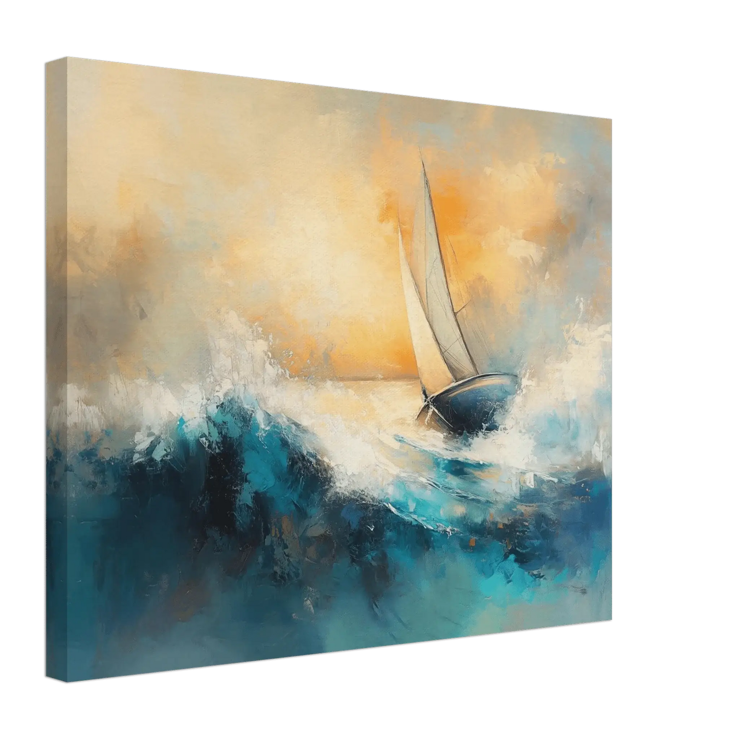 Seilene i Solnedgang - moderne digitalt maleri med oljemalingstekstur. Trykkes på papir, lerret og akryl. KBentz.no