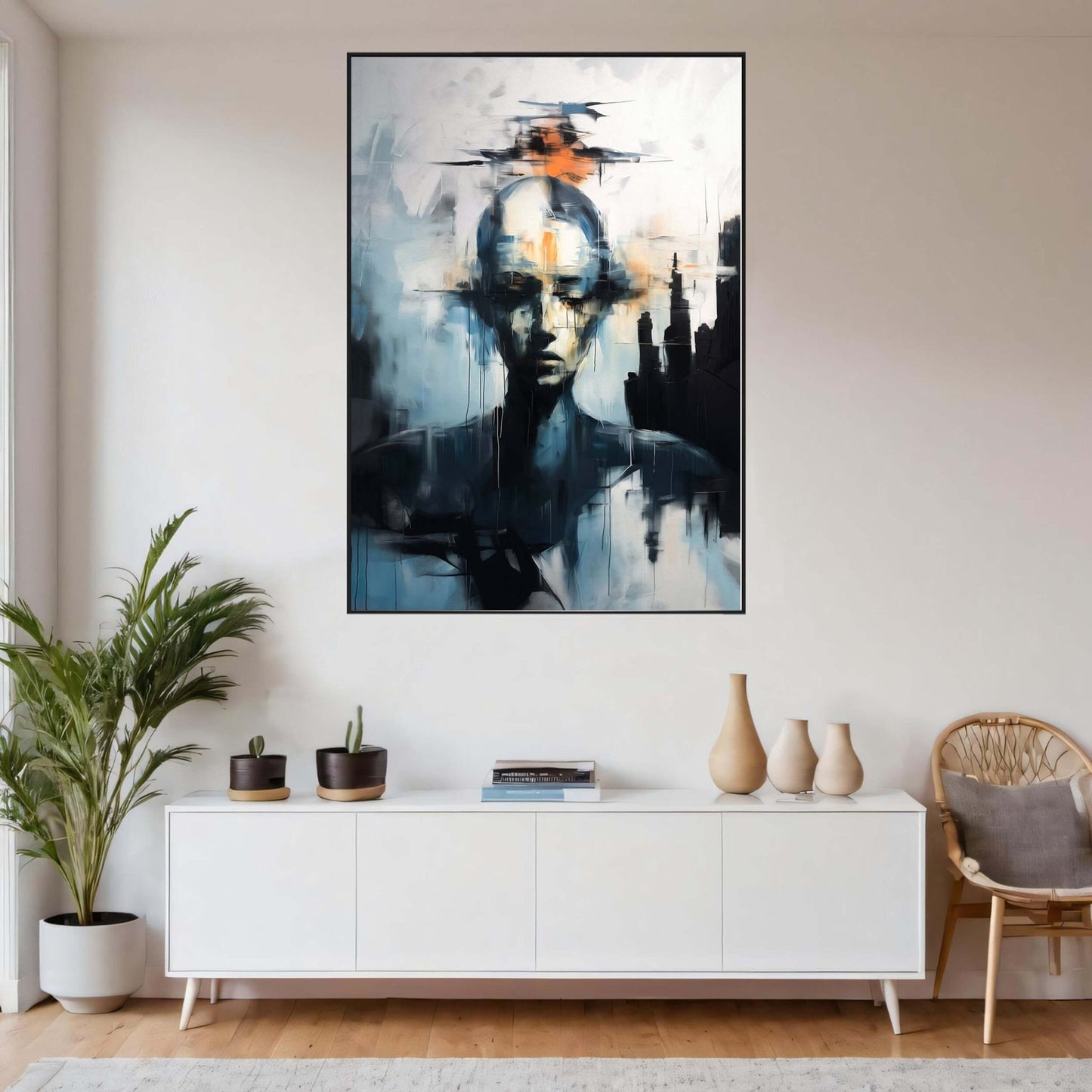 Silhuett i skyline – KI digital oljemaling trykket på papir, lerret, aluminium, akryl og tre | KBentz.no