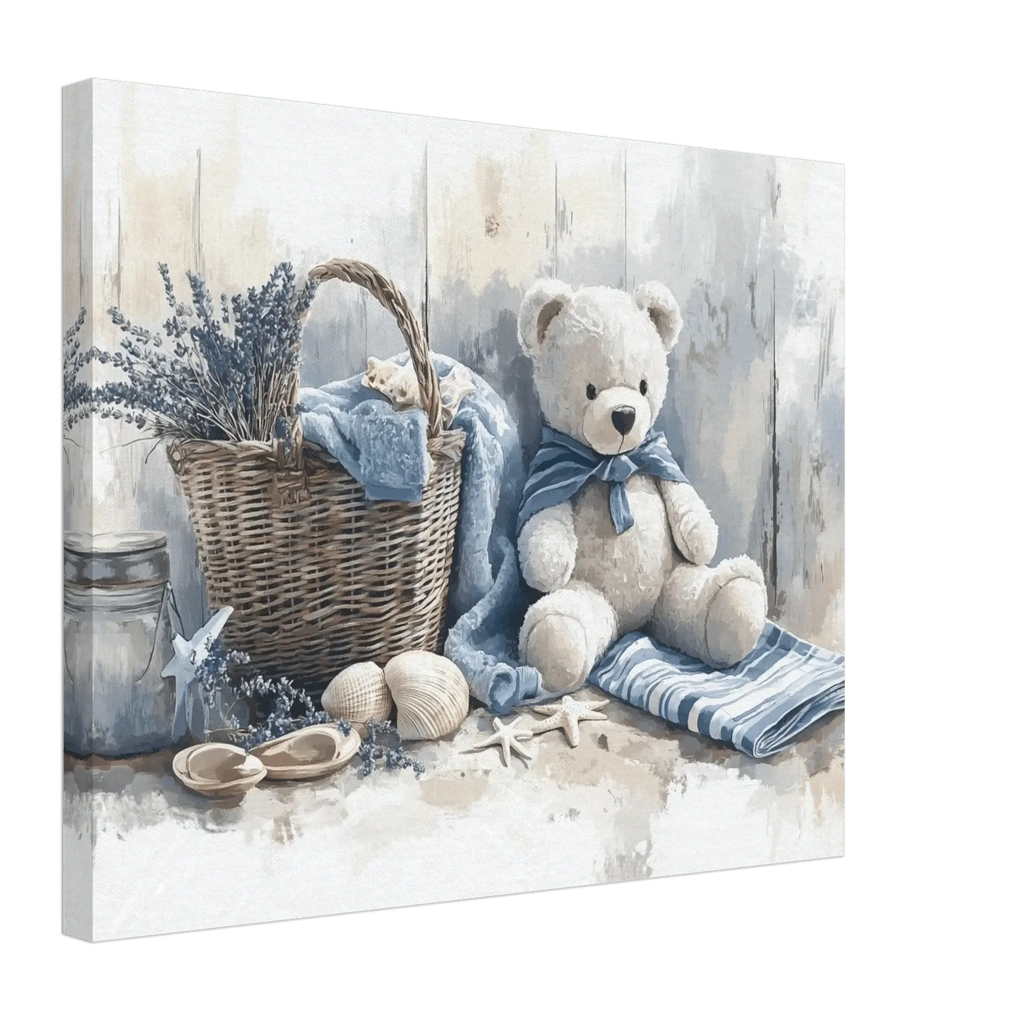 Sommerminner i Blåtoner - moderne digitalt maleri med oljemalingstekstur. Trykkes på papir, lerret og akryl. KBentz.no