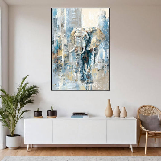 Urban Elefant – KI digital oljemaling trykket på papir, lerret, aluminium, akryl og tre | KBentz.no