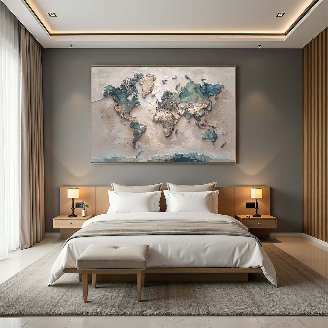 Verdenskart Harmoni – KI digital oljemaling trykket på papir, lerret, aluminium, akryl og tre | KBentz.no