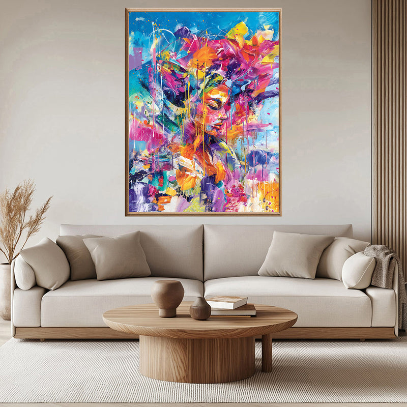 Fargerik kunst – KI digital oljemaling i sterke toner, trykket på papir, lerret, aluminium, akryl og tre | KBentz.no