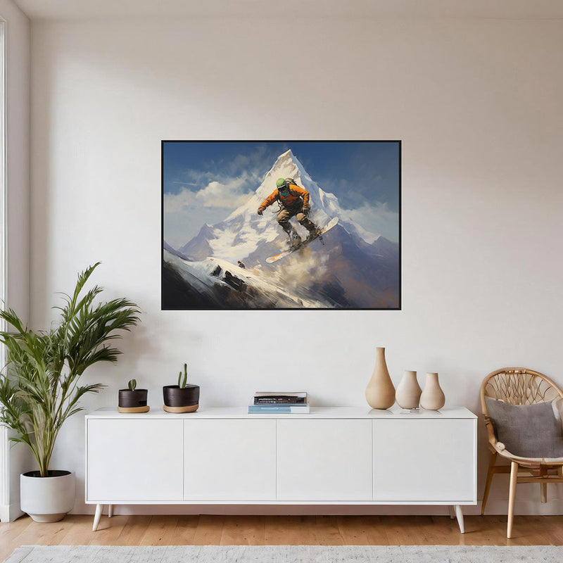 Vinter – KI digital oljemaling av snødekte landskap, trykket på papir, lerret, aluminium, akryl og tre | KBentz.no