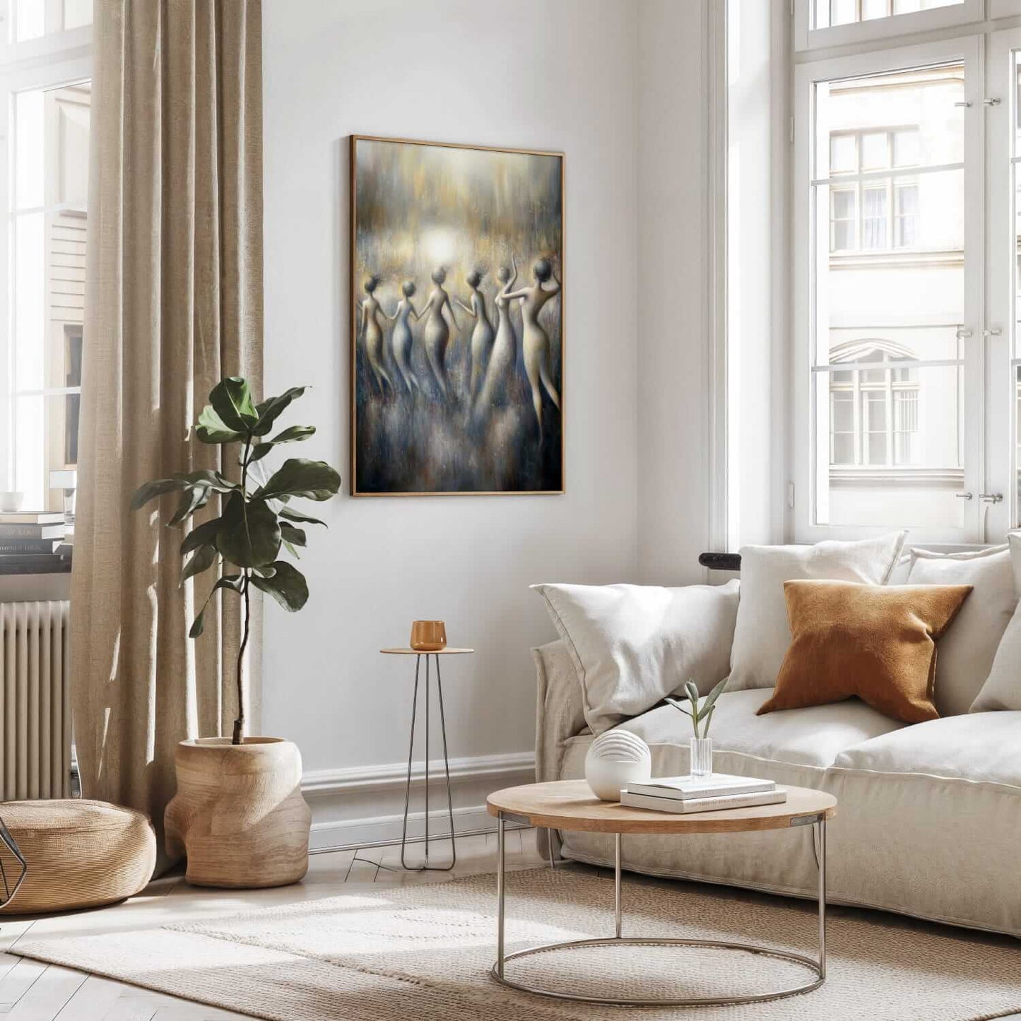 Damene i lyset - moderne digitalt maleri med oljemalingstekstur. Trykkes på papir, lerret og akryl. KBentz.no