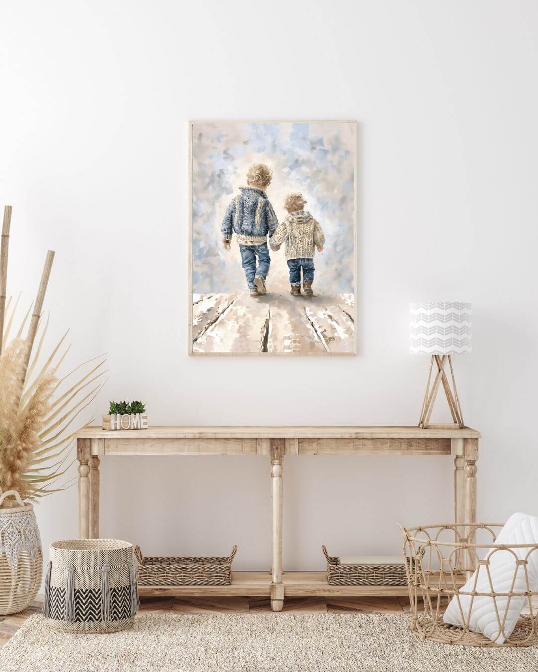 Trygg i din hånd - digitalt maleri av to barn som holder hender, symboliserer kjærlighet og nærhet.