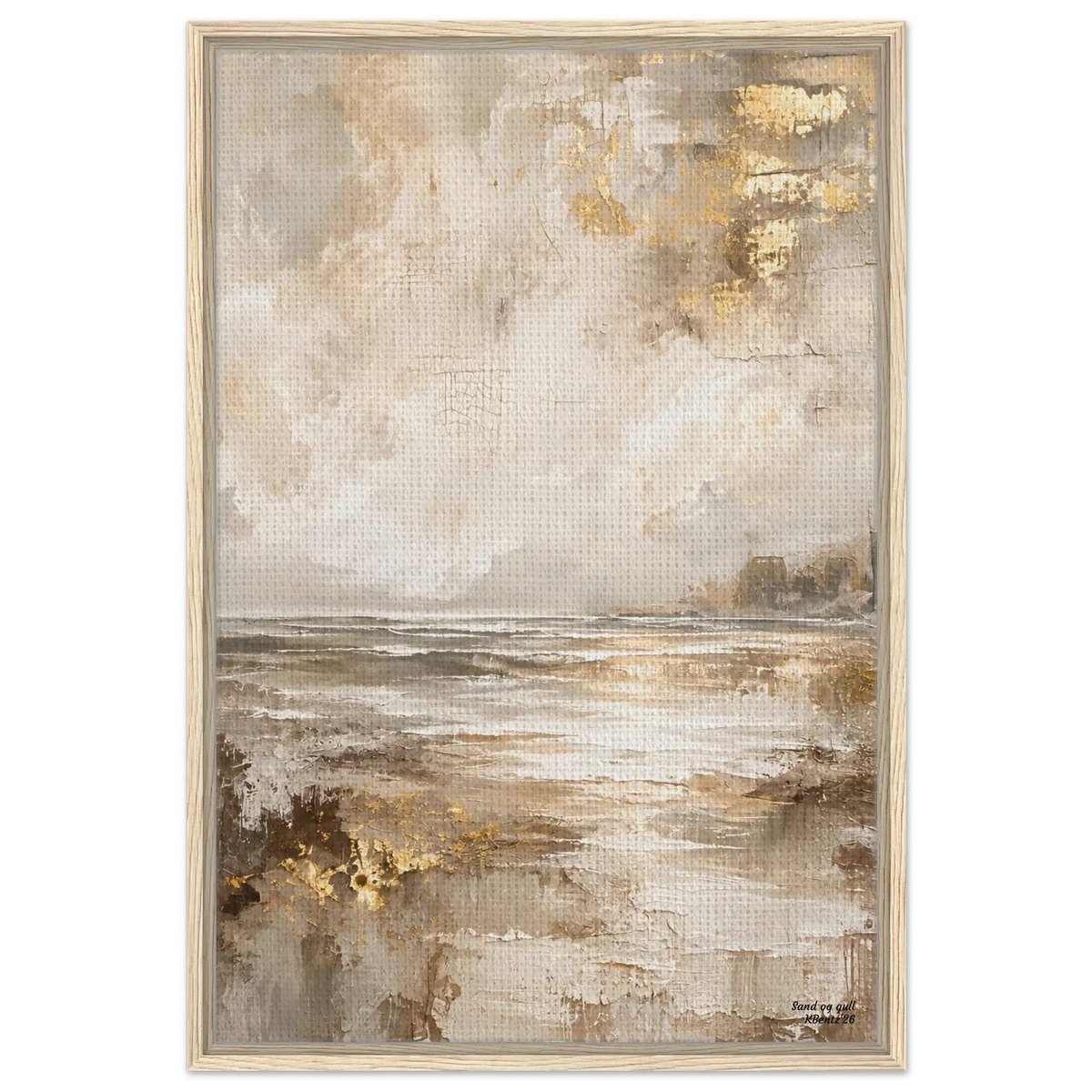 Sand og gull, et abstrakt veggbilde med sandtoner og gylne detaljer for en elegant stil. – moderne veggkunst | KBentz.no