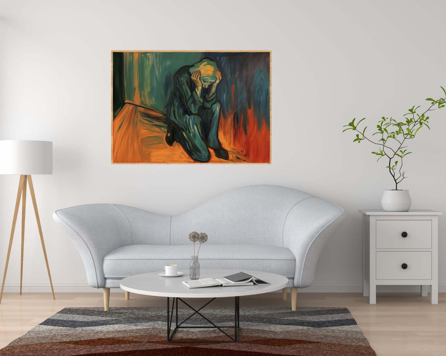 Det gjør vondt å være sterk, emosjonelt kunstverk med sårbarhet i sterke farger. – moderne veggkunst | KBentz.no