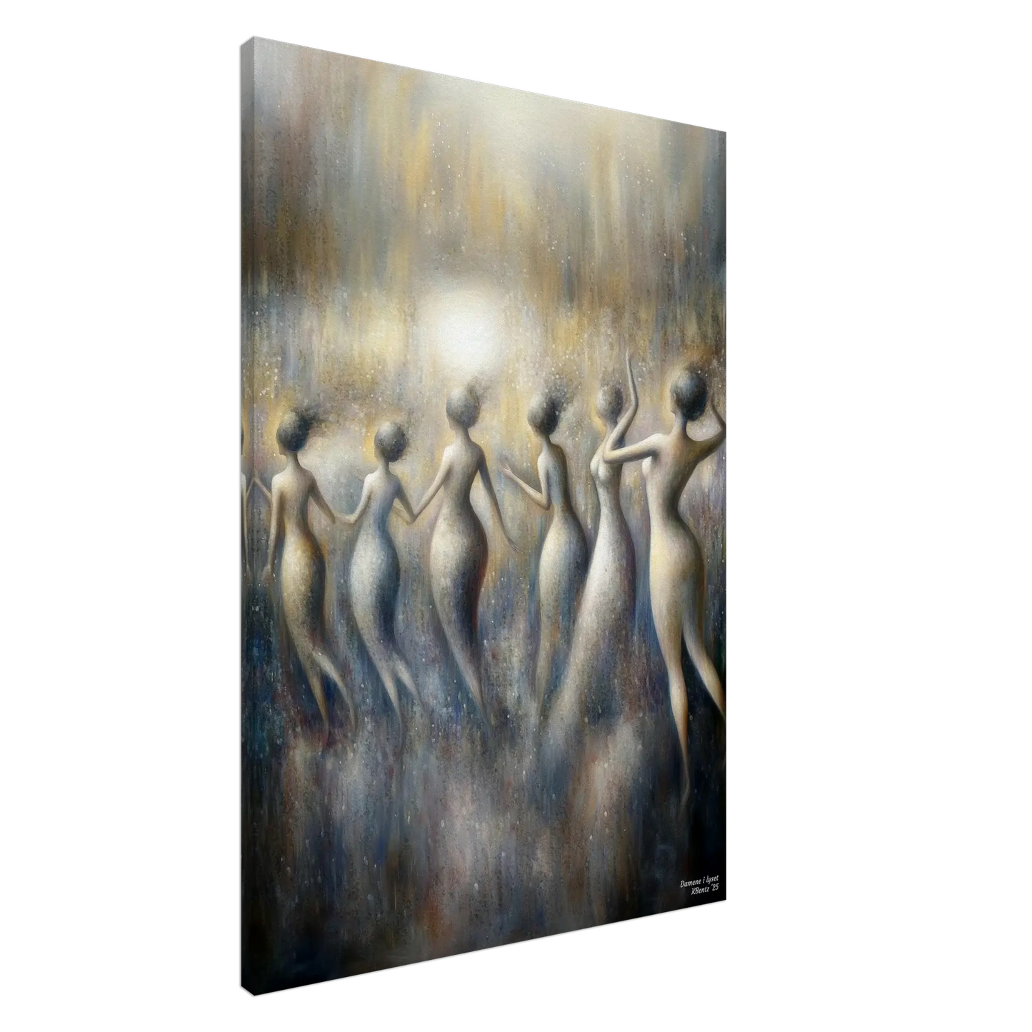 Damene i lyset - moderne digitalt maleri med oljemalingstekstur. Trykkes på papir, lerret og akryl. KBentz.no