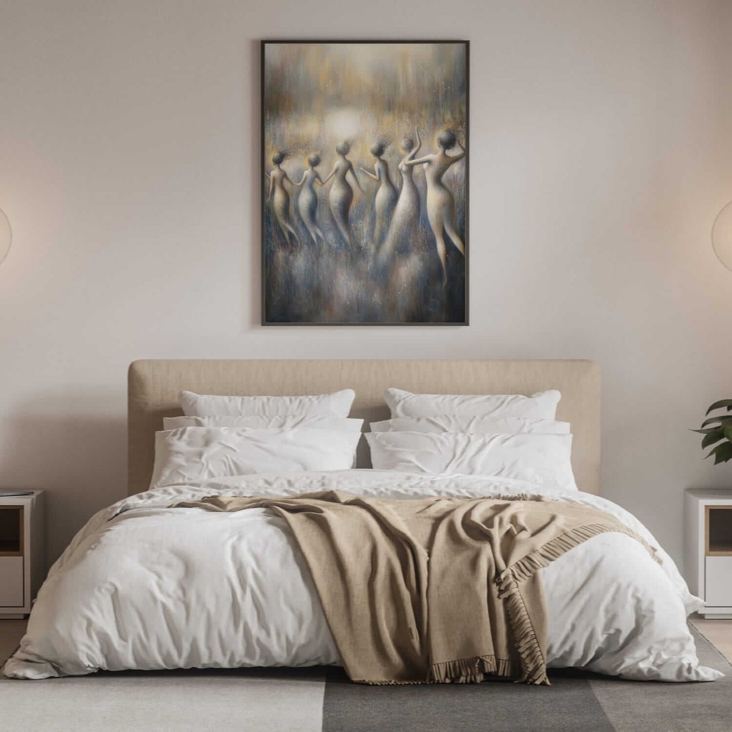 Damene i lyset - moderne digitalt maleri med oljemalingstekstur. Trykkes på papir, lerret og akryl. KBentz.no