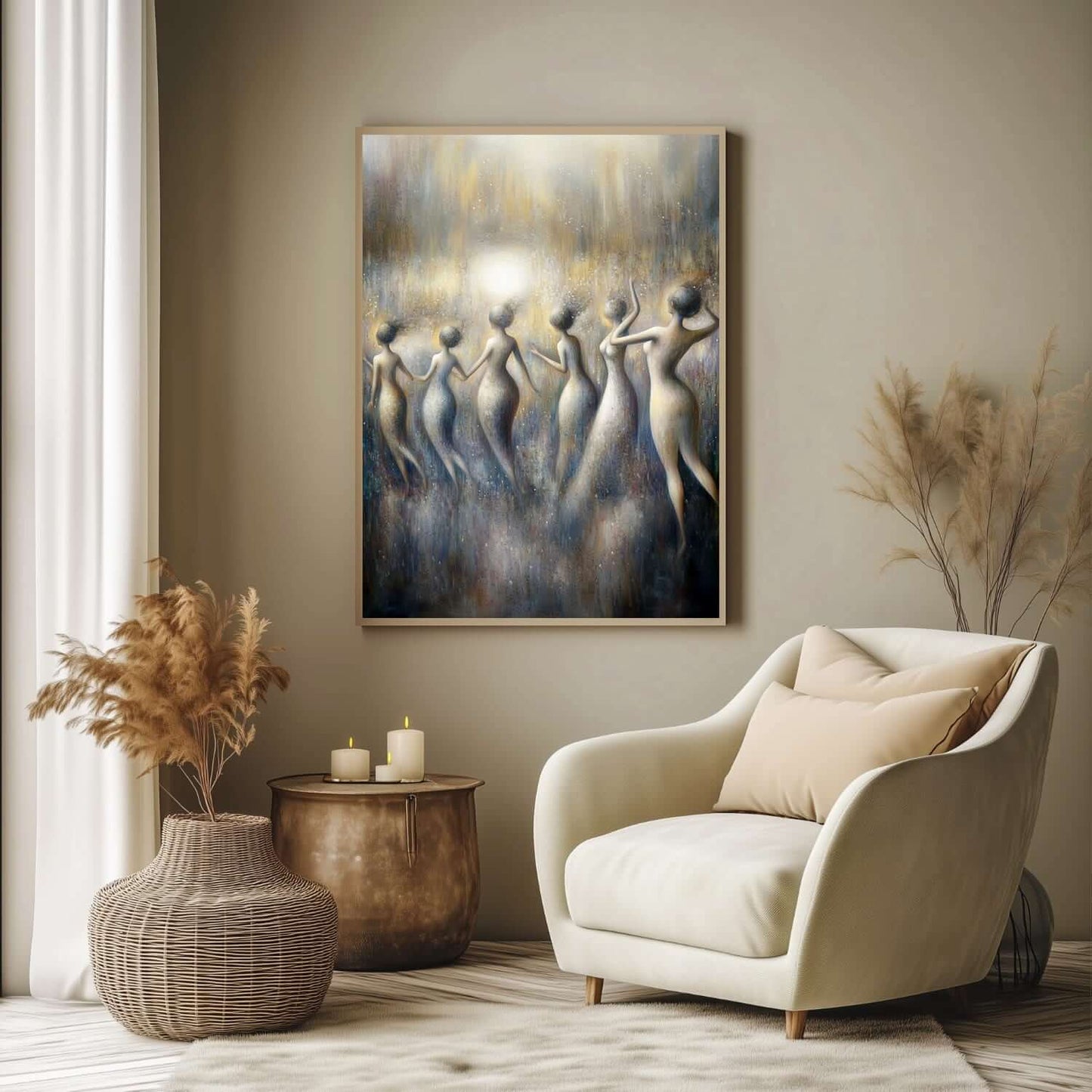 Damene i lyset - moderne digitalt maleri med oljemalingstekstur. Trykkes på papir, lerret og akryl. KBentz.no