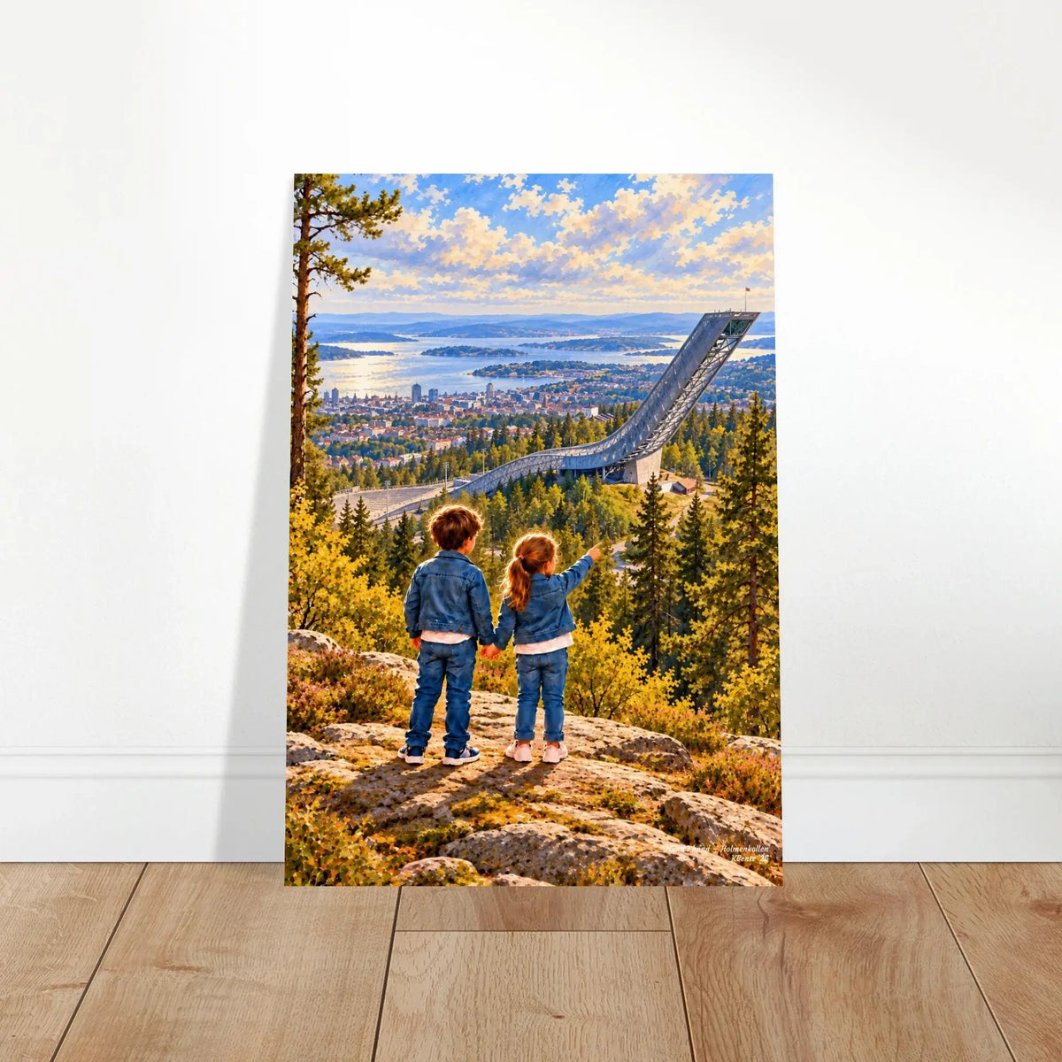 Hånd i hånd - Holmenkollen – veggbilde fra KBentz – moderne veggkunst | KBentz.no