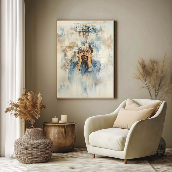 Når tankene tynger - moderne digitalt maleri med oljemalingstekstur. Trykkes på papir, lerret og akryl. KBentz.no