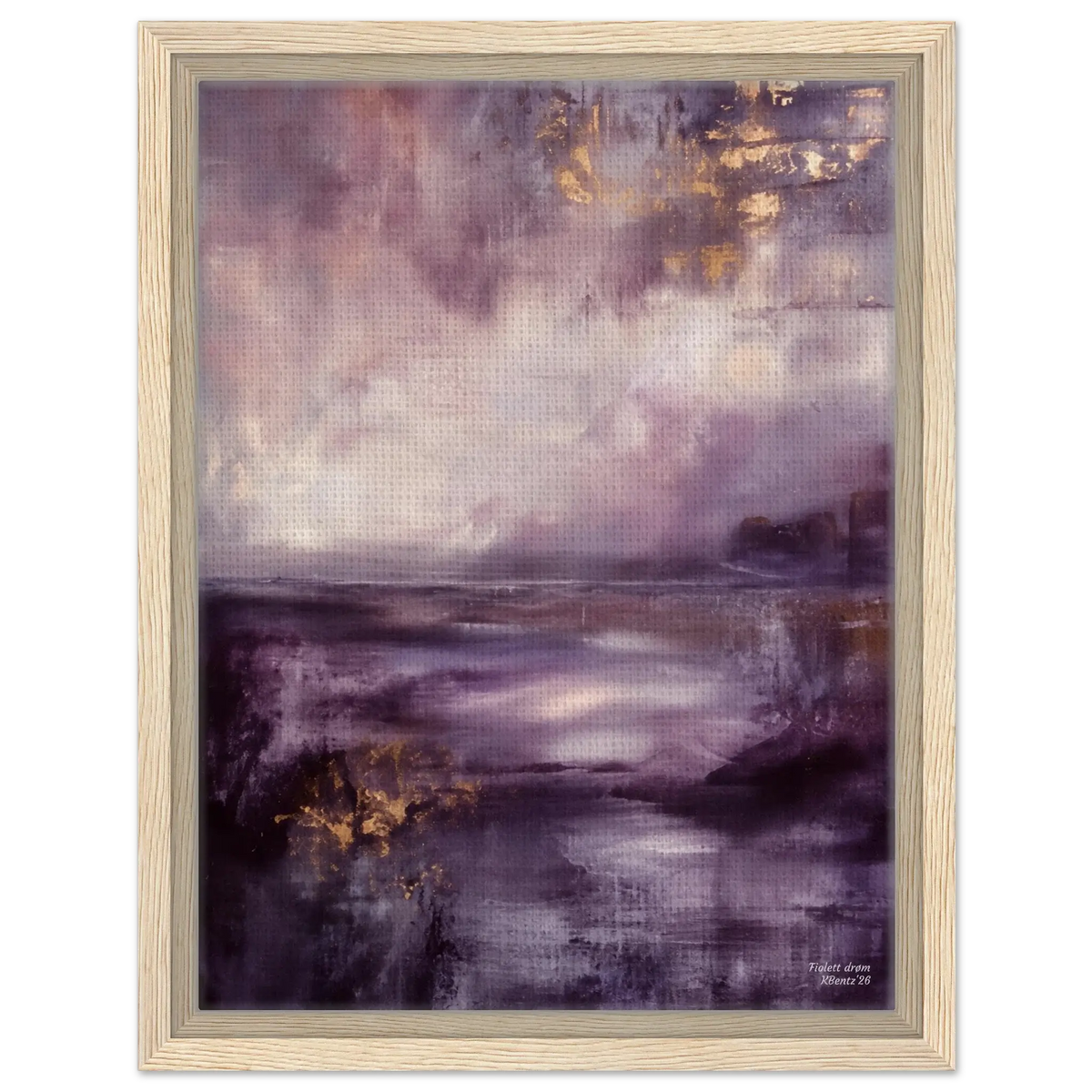 Fiolett drøm, abstrakt veggbilde med fiolette toner og detaljer, kunstverk med drømmende landskap. – moderne veggkunst | KBentz.no