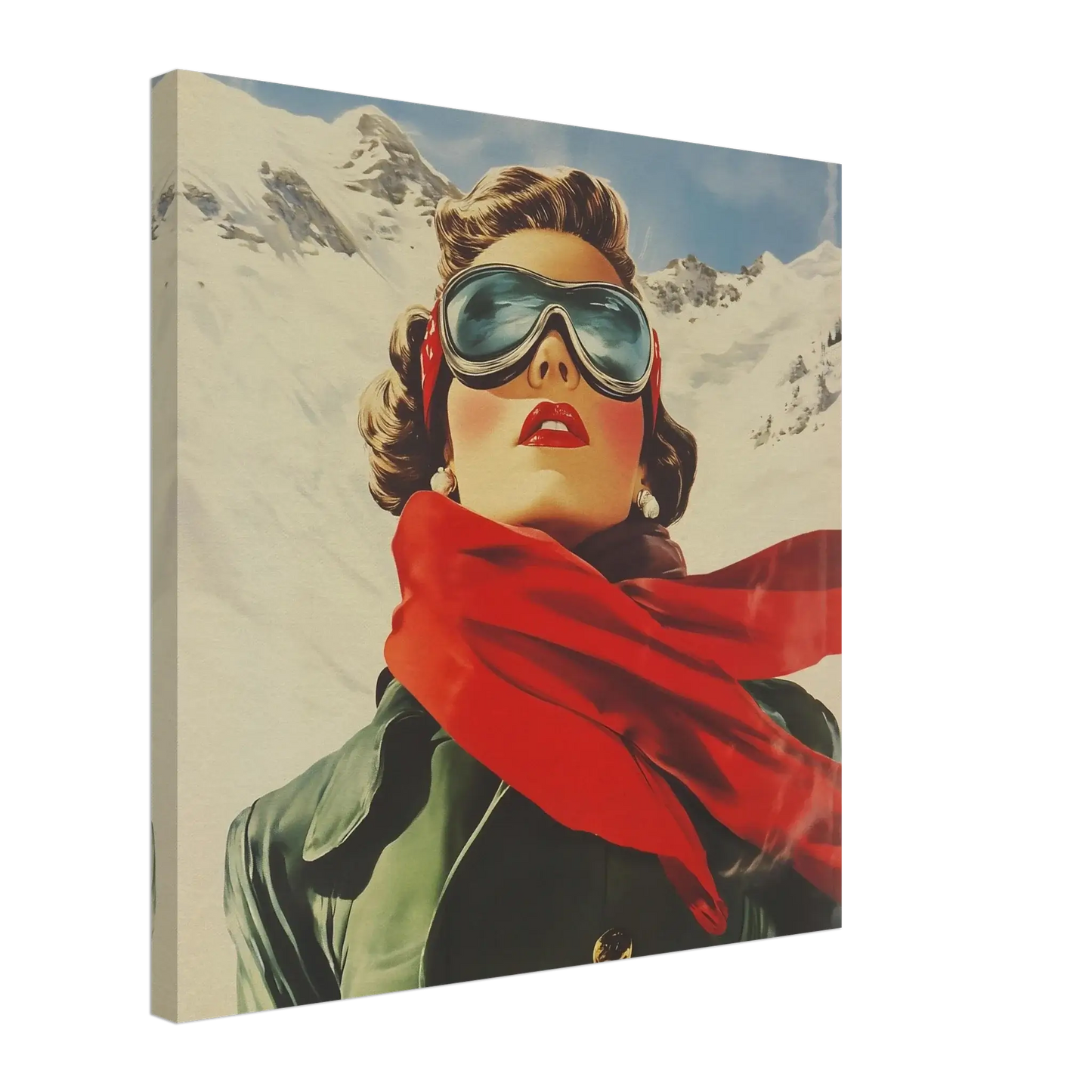 Frost og Eleganse – rød, digitalt maleri med oljemalingstekstur, KI-kunst på papir og lerret av KBentz