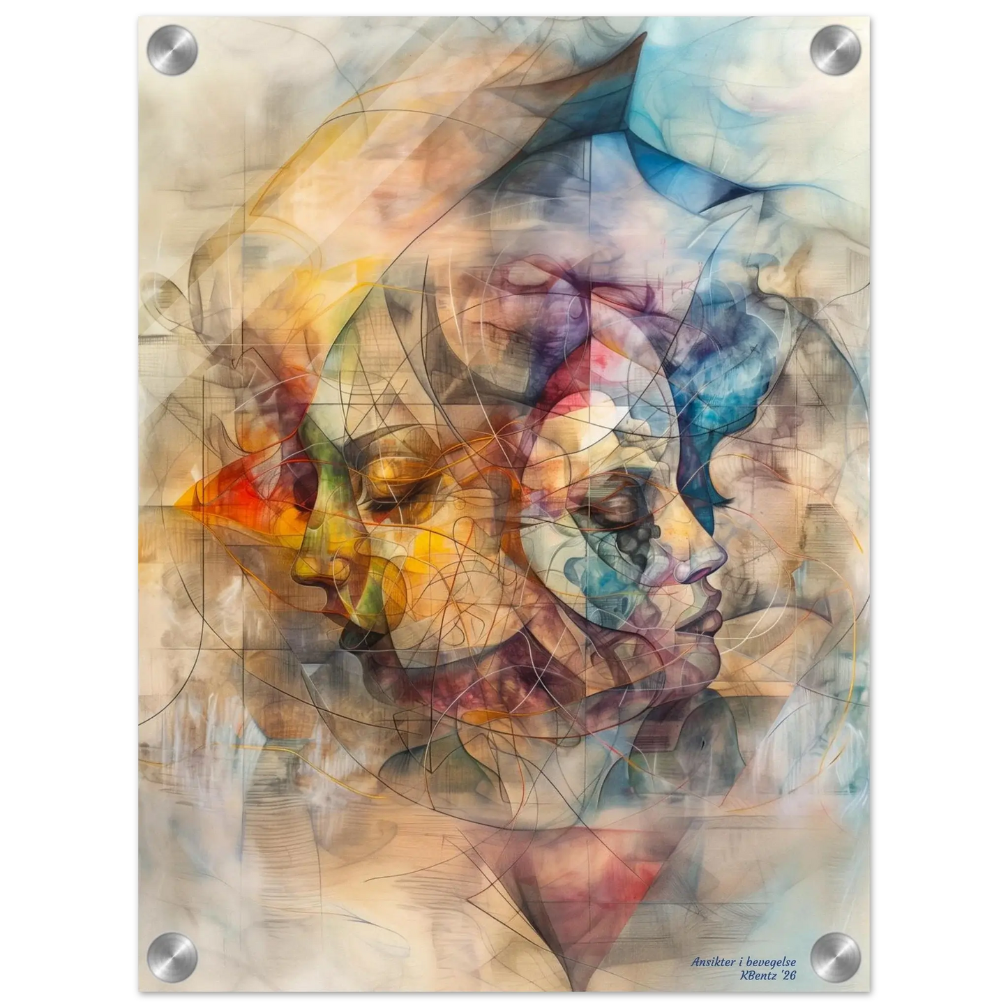 Ansikter i bevegelse - moderne digitalt maleri med oljemalingstekstur. Trykkes på papir, lerret og akryl. KBentz.no