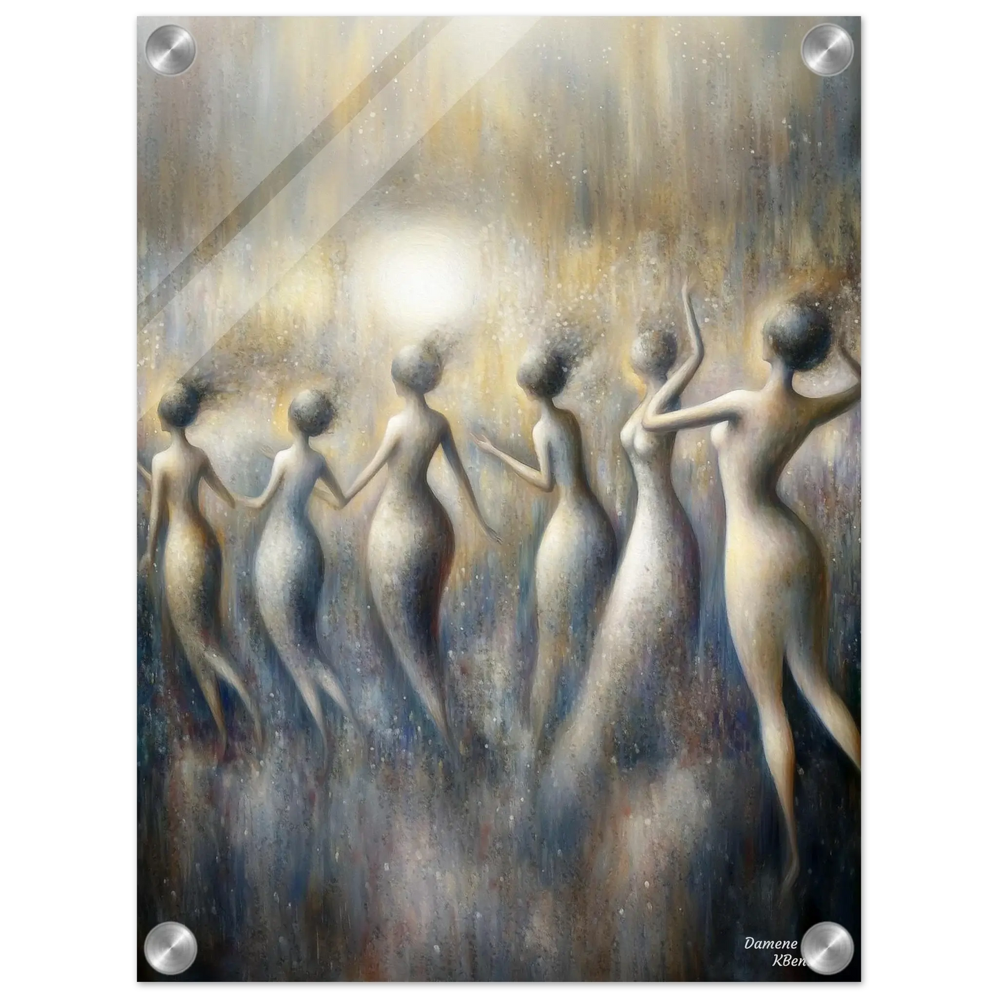 Damene i lyset - moderne digitalt maleri med oljemalingstekstur. Trykkes på papir, lerret og akryl. KBentz.no