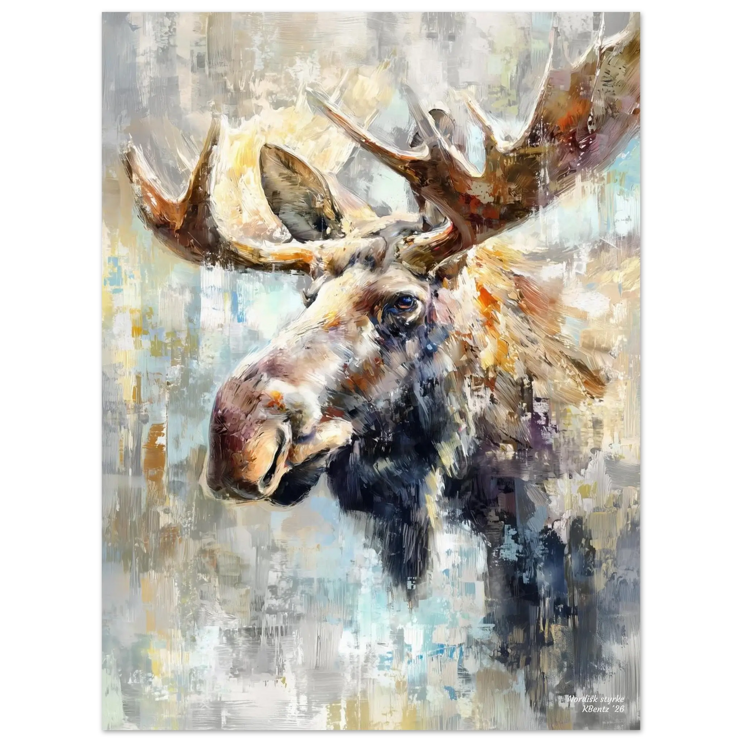 Nordisk styrke - moderne digitalt maleri med oljemalingstekstur. Trykkes på papir, lerret og akryl. KBentz.no