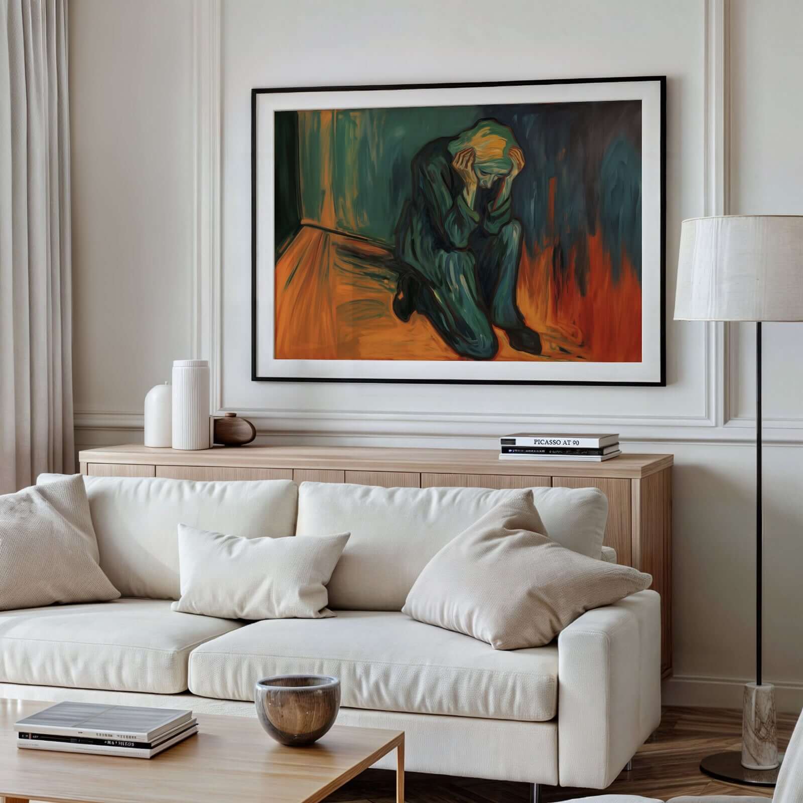Det gjør vondt å være sterk - emosjonelt kunstverk i moderne stue, uttrykker indre kamp og styrke.