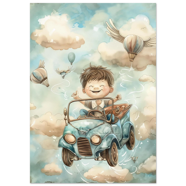 Glad gutt i svevebil