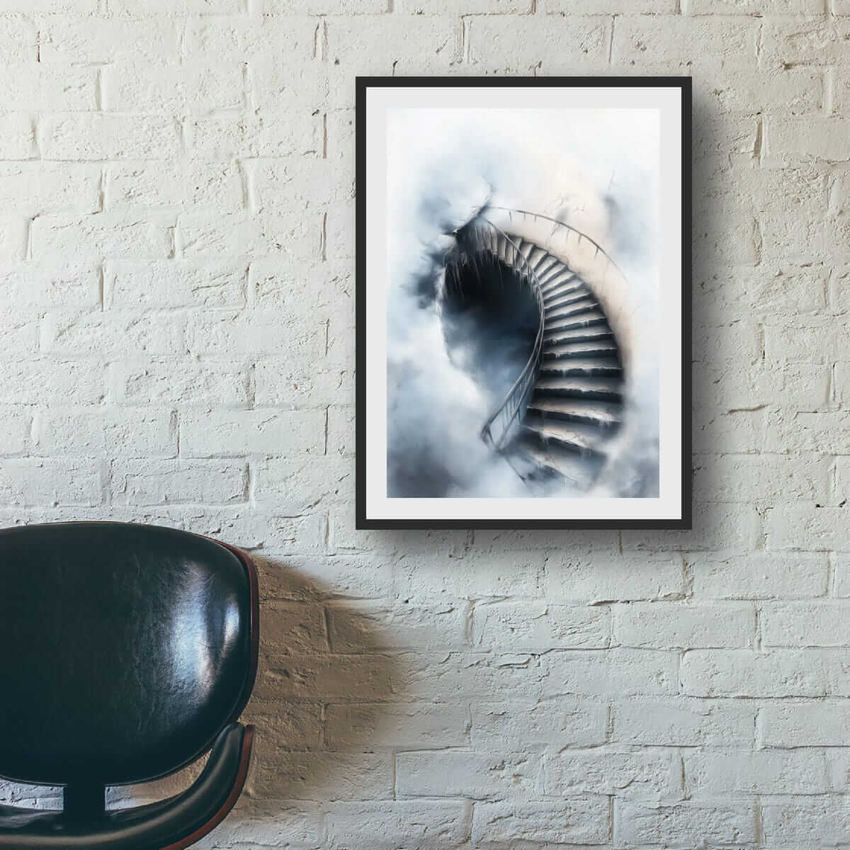 Den kalde trappen - moderne digitalt maleri med oljemalingstekstur. Trykkes på papir, lerret og akryl. KBentz.no