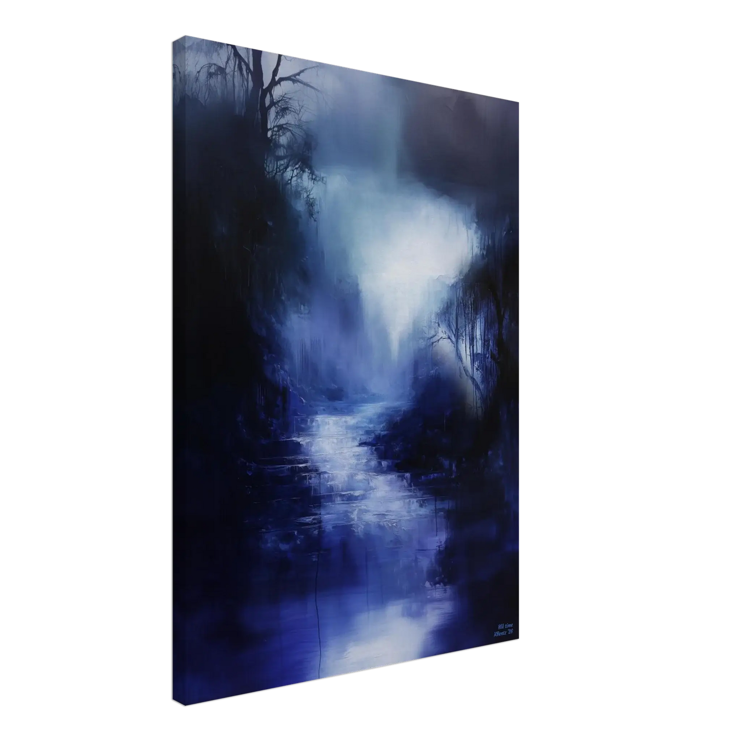 Blå time - moderne digitalt maleri med oljemalingstekstur. Trykkes på papir, lerret og akryl. KBentz.no