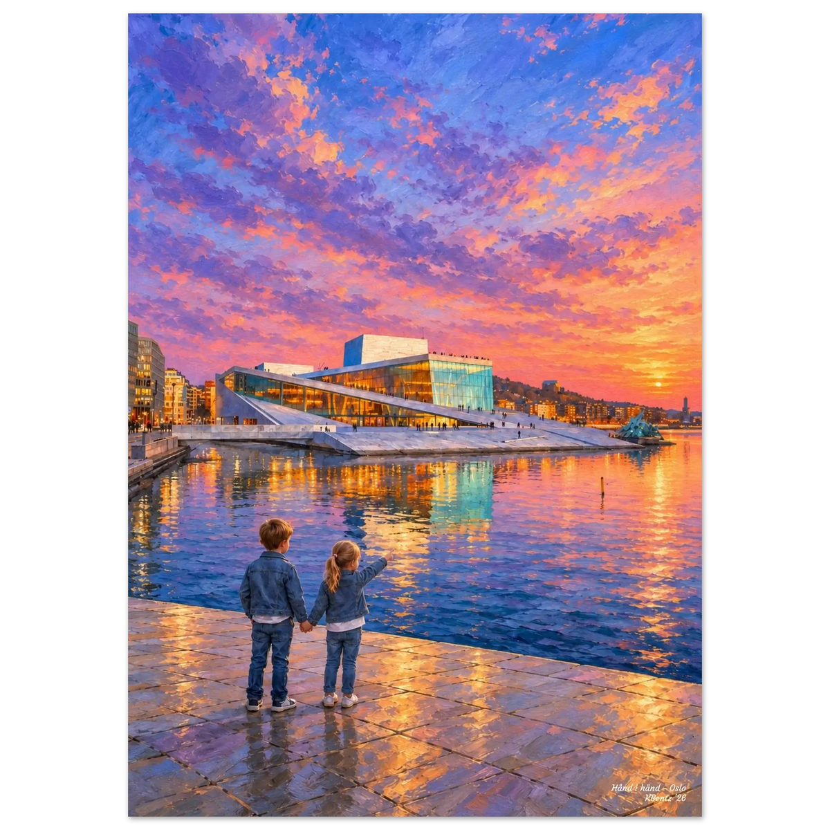 Hånd i hånd - Oslo – veggbilde fra KBentz – moderne veggkunst | KBentz.no