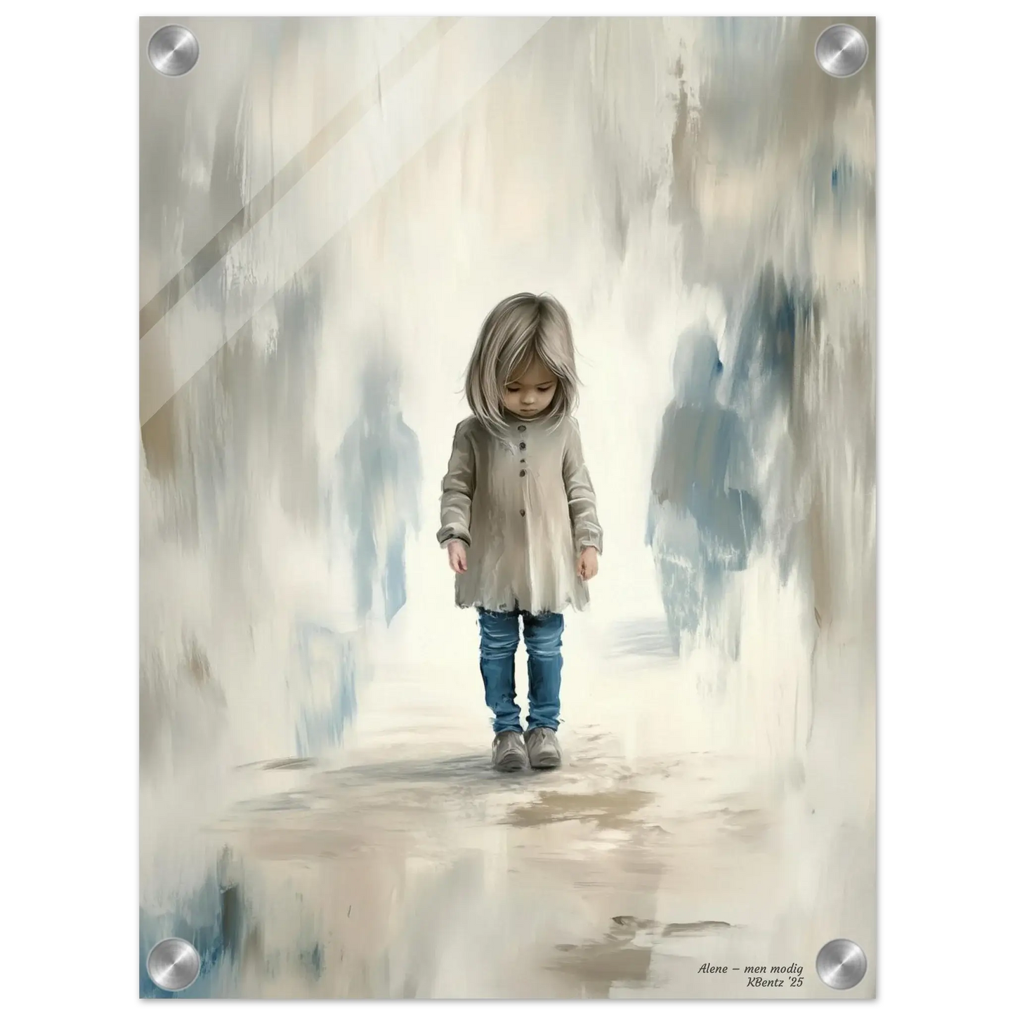 Alene - men modig - moderne digitalt maleri med oljemalingstekstur. Trykkes på papir, lerret og akryl. KBentz.no