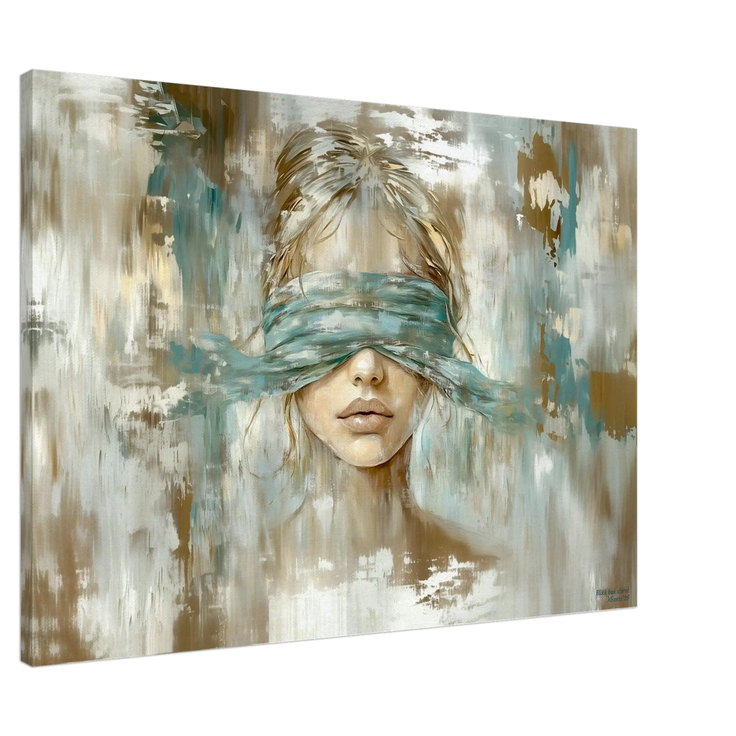 Blikk bak sløret - moderne digitalt maleri med oljemalingstekstur. Trykkes på papir, lerret og akryl. KBentz.no