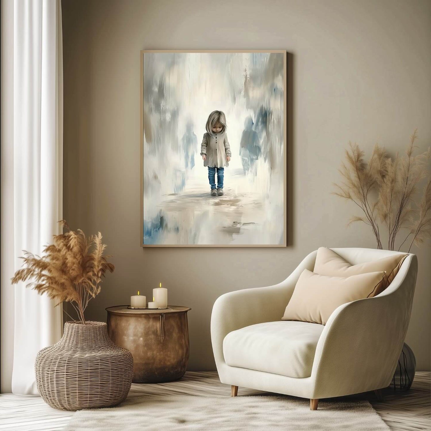 Alene - men modig - moderne digitalt maleri med oljemalingstekstur. Trykkes på papir, lerret og akryl. KBentz.no