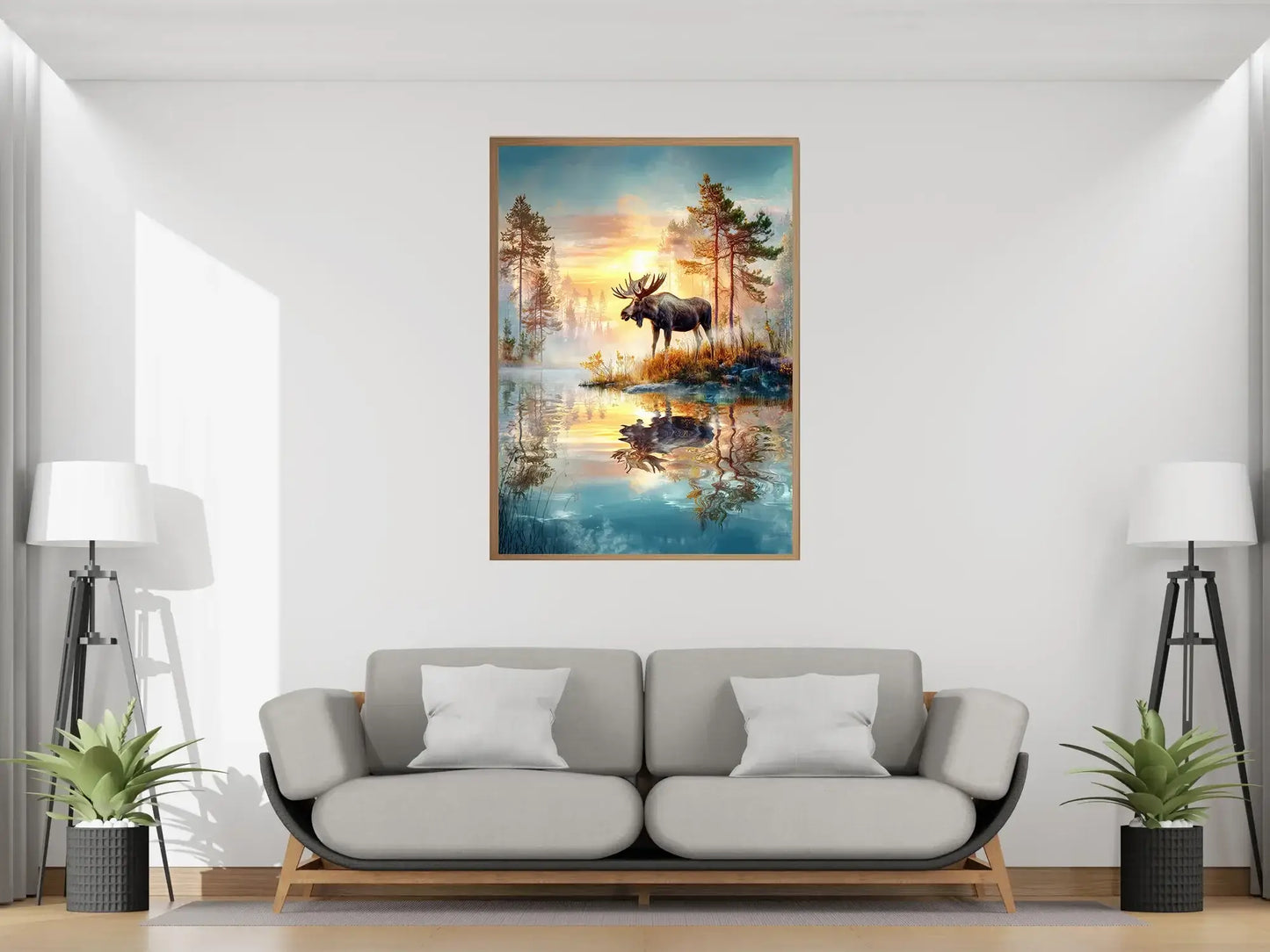 Elg i Solnedgang – moderne veggkunst | KBentz.no