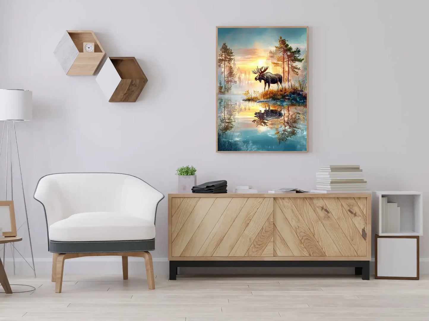 Elg i Solnedgang – moderne veggkunst | KBentz.no